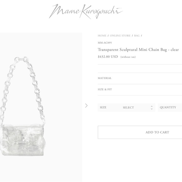 Mame Kurogouchi Sculptural Mini Chain Bag Clear Crossbody shoulder - Picture 8 of 11